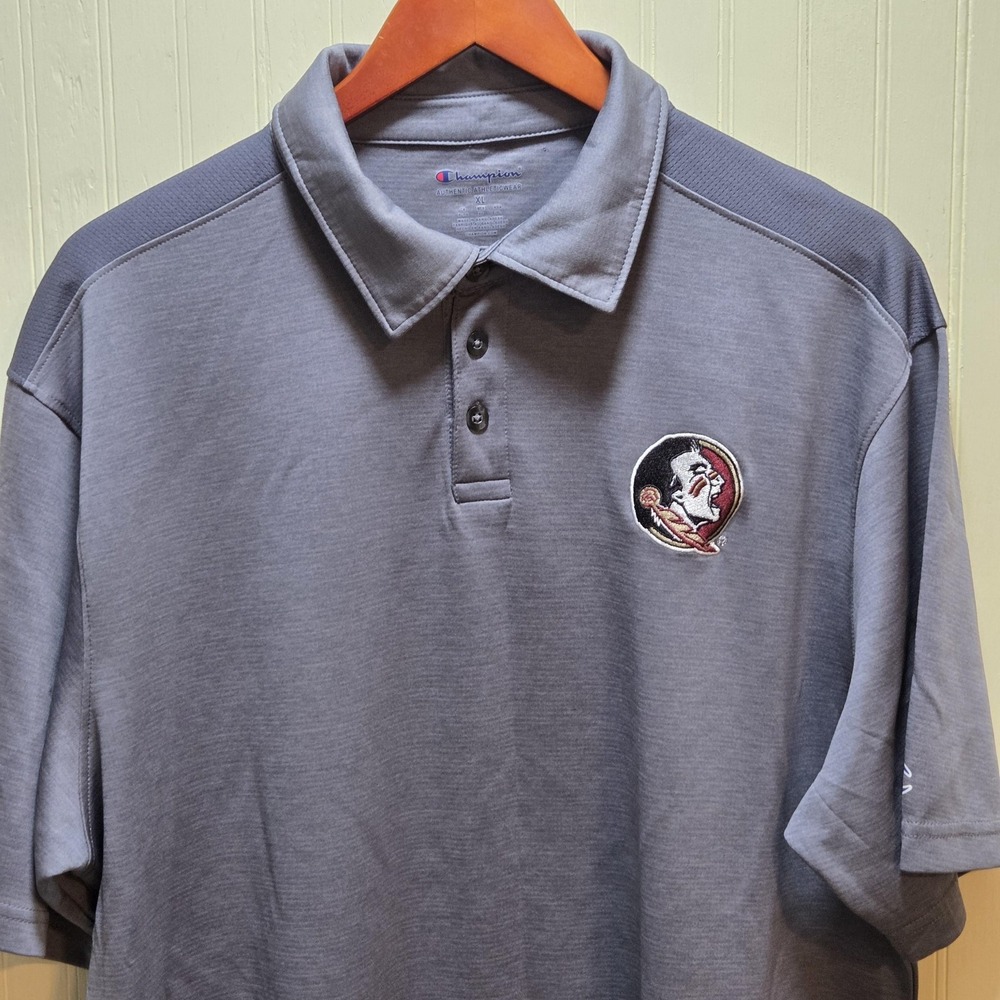 Florida State Seminoles Shirt Mens XL Gray NCAA Football Champion Polo Golf
